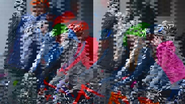 pupils on bikes with their Walk Wheel Cycle Trust I Bike cycle training instructor