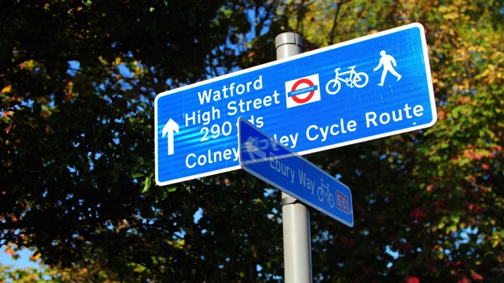 A Signpost In Watford On The Ebury Way