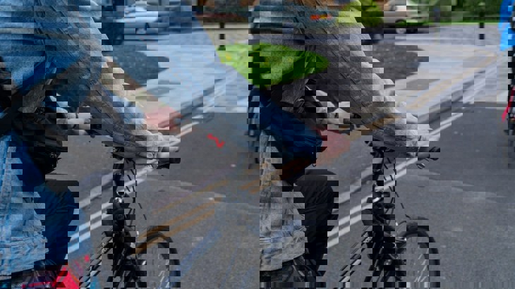 Close up on woman cycling