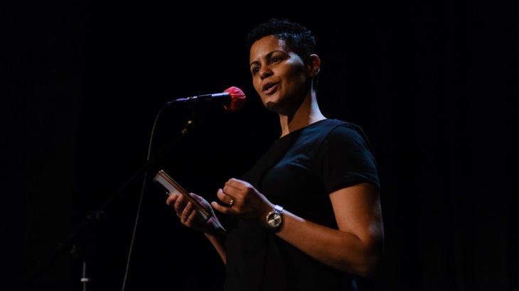 Jemma Hathaway at a poetry recital