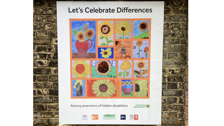 Sunflower mural at Snodland Station, celebrating differences and raising awareness of hidden disabilities. 