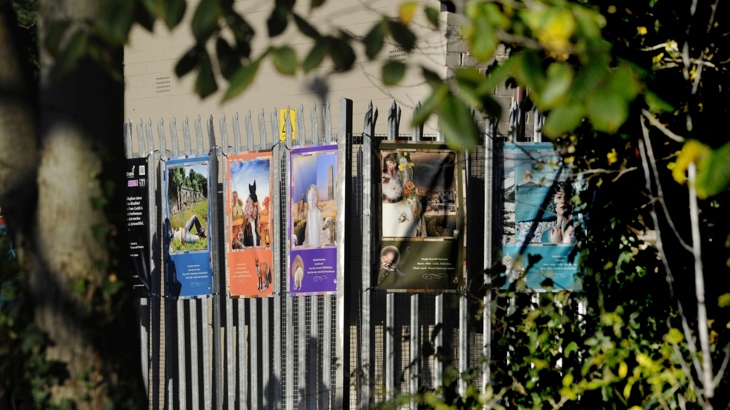 Sasha Saben Callaghan's installation Leith Lives Re-imagined on National Cycle Network Route 75 by the Water of Leith.