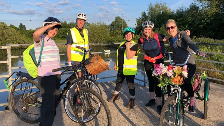 A group of volunteers on a led ride at Bog Meadows