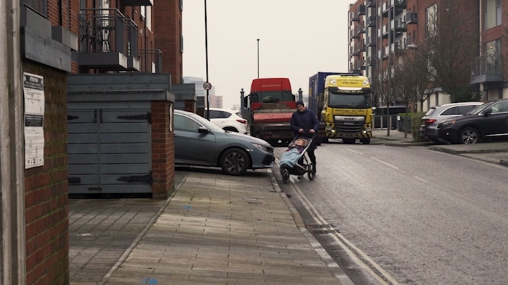 Managing Pushing Buggy Around Parked Car