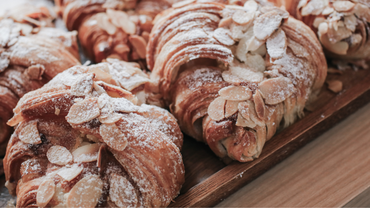 Close up image of almond croissant
