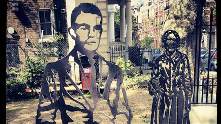 Two steel figure portrait benches.