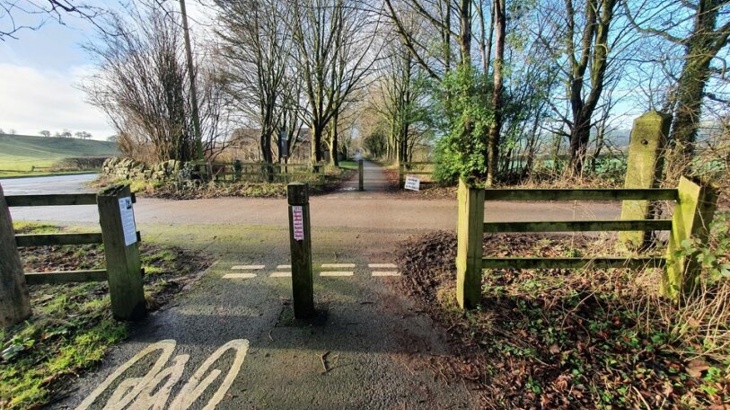a walking and cycling route with bollards