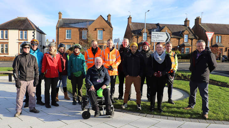 I Bike Schools and Communities led rides over new and improved walking, wheeling and cycling link in Dumfries.