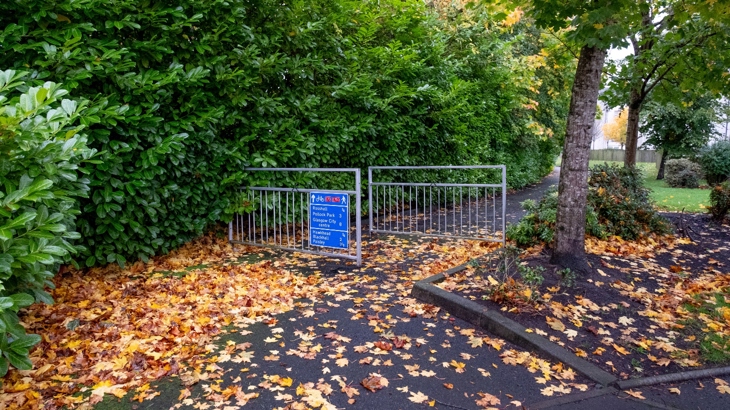 A 'before' shot of a barrier on National Cycle Network Route 7 which runs past Leverndale Hospital in Glasgow.