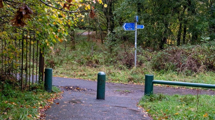 A 'before' shot of a barrier on the National Cycle Network which runs past Leverndale Hospital in Glasgow.