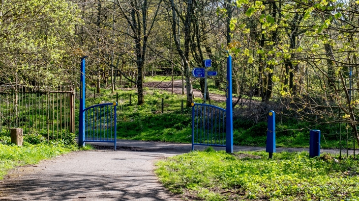 An adapted barrier on National Cycle Network Route 7 beside Leverndale Hospital in Glasgow.