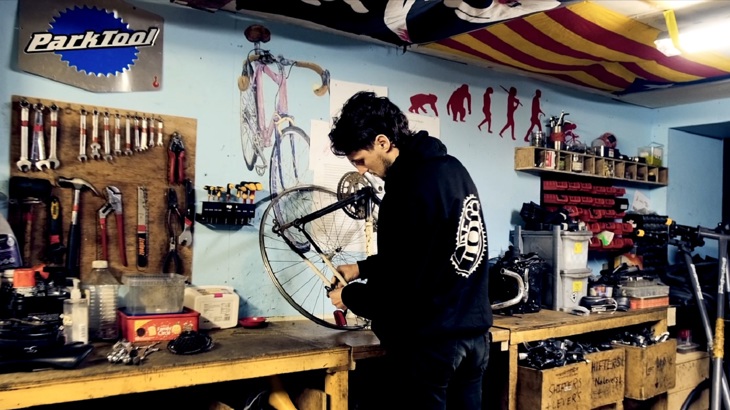 Alistair is pictured at work in BeCyCle's workshop.