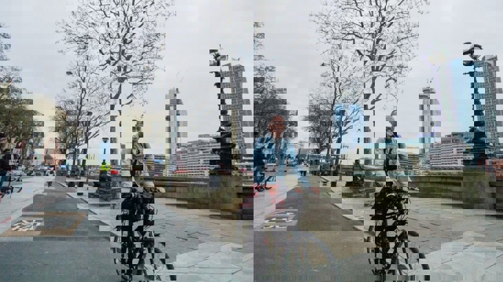 man cycling urban London