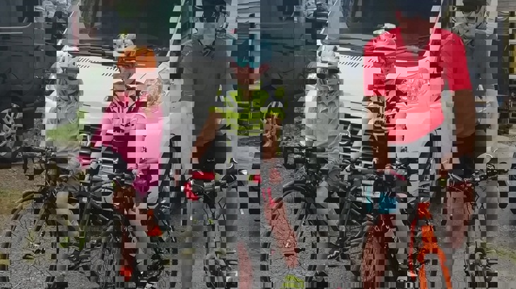 family on their bikes