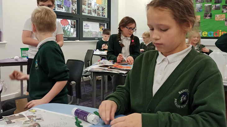 child crafting at school