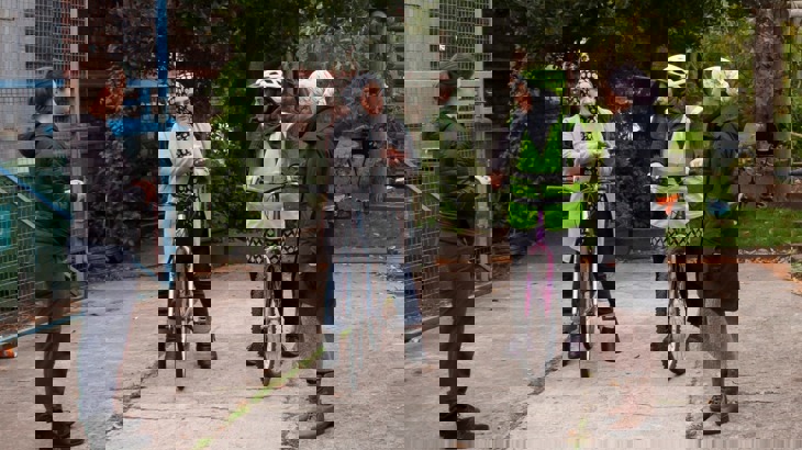 Small group of women discussing learning to cycle