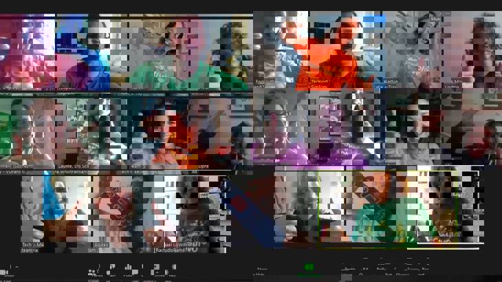 Screen grab taken from Zoom showing our volunteer coordinators laughing and smiling during a volunteer conference