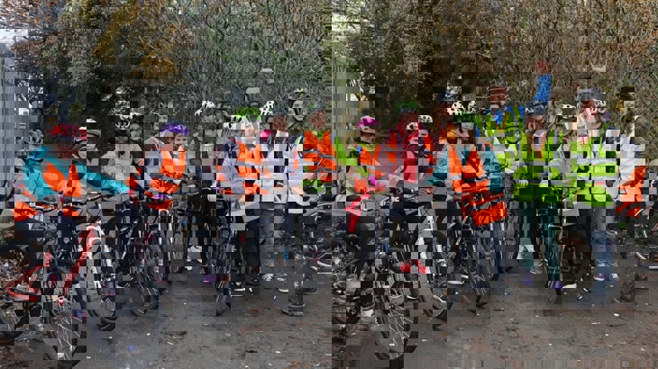 Photo of group of girls on a guided bike ride