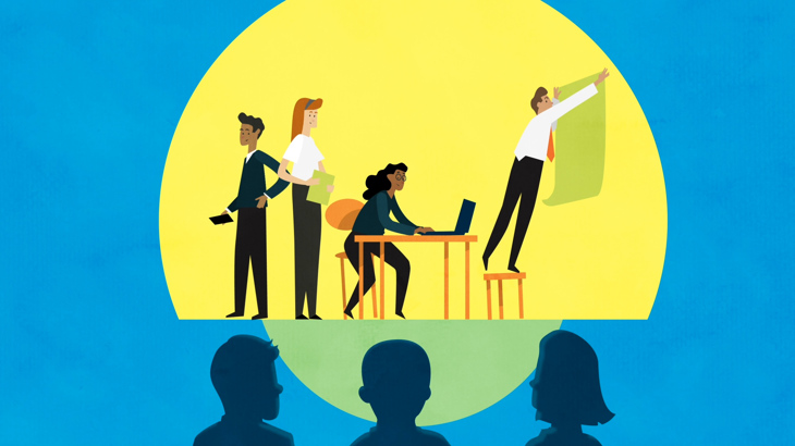 Graphic of students pitching