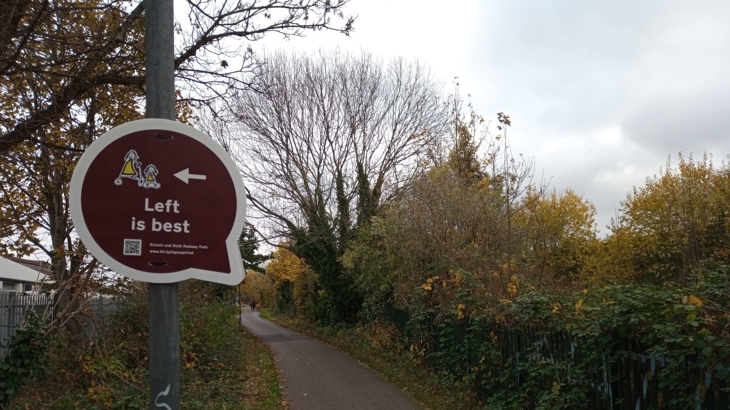 Left is best trial sign on Bristol and Bath Railway Path