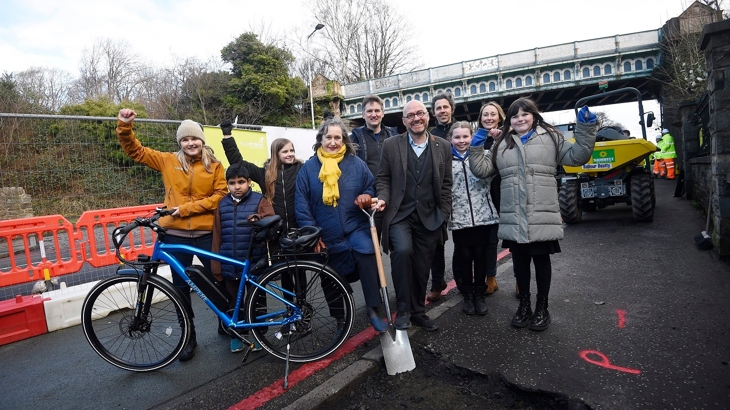 Active Travel Minister Patrick Harvie and City of Edinburgh  Transport Convener Cllr. Lesley Macinnes  get construction underway on the new Edinburgh City Centre West to East Link